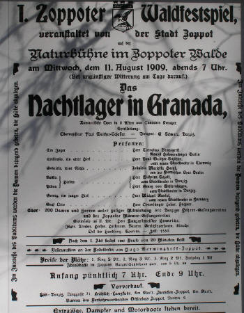 Plakat des ersten Zoppoter Waldfestspiels 1909 - Bild zur Vergerung anklicken!